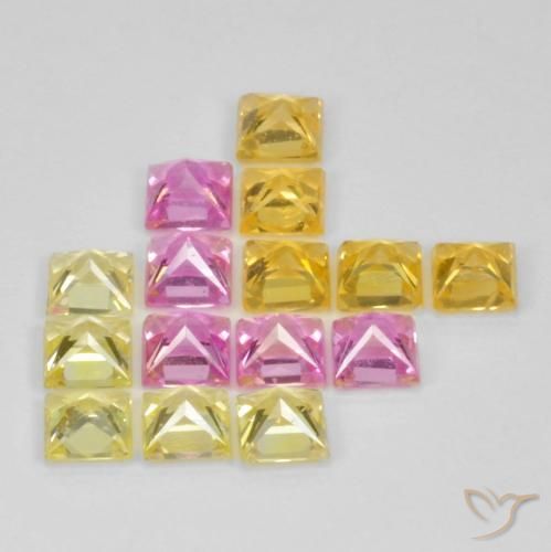Gemme di Zaffiro Multicolore naturale da 4.09 ct, Quadrato, VS