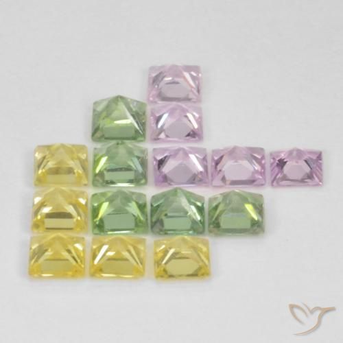 Gemme di Zaffiro Multicolore naturale da 2.87 ct, Quadrato, VS