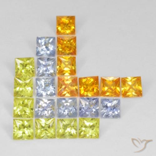 3.62ctw Naturale Multicolore Zaffiro, Quadrato, VS