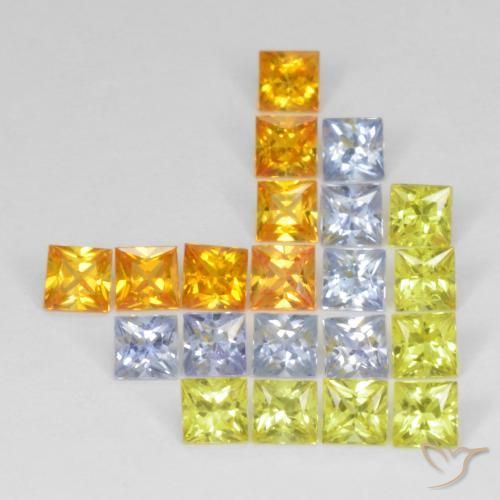 Gemme di Zaffiro Multicolore naturale da 3.62 ct, Quadrato, VS