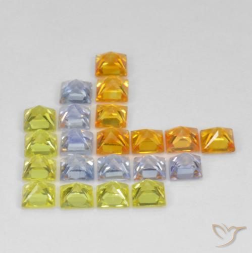 Gemme di Zaffiro Multicolore naturale da 3.62 ct, Quadrato, VS