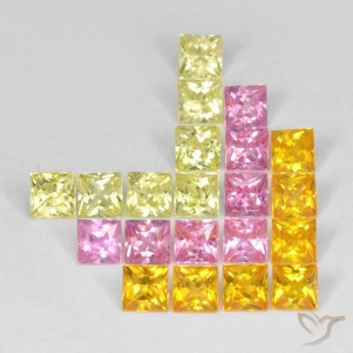 Gemme di Zaffiro Multicolore naturale da 3.39 ct, Quadrato, VS