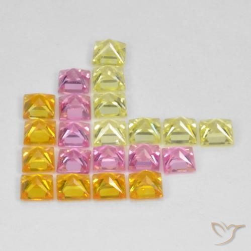 Gemme di Zaffiro Multicolore naturale da 3.39 ct, Quadrato, VS