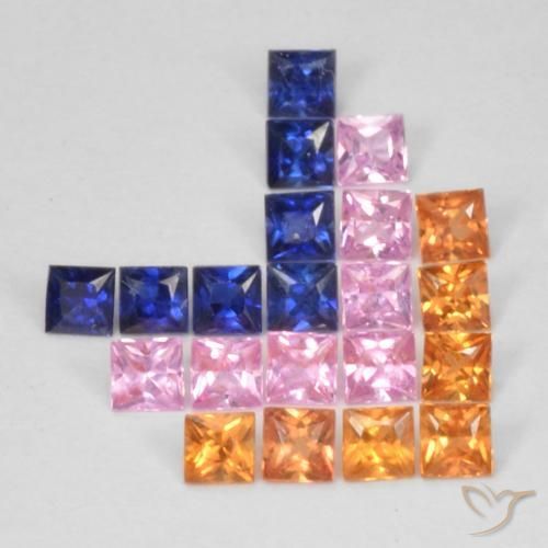 Gemme di Zaffiro Multicolore naturale da 1.49 ct, Quadrato, VS