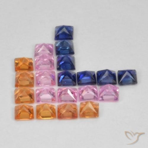 Gemme di Zaffiro Multicolore naturale da 1.49 ct, Quadrato, VS