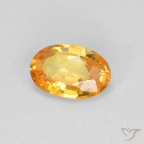 Zaffiro Arancio-Oro naturale da 0.60 ct, Ovale, VVS-VS