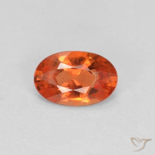 Zaffiro Arancione rossastra naturale da 0.46 ct, Ovale, VVS-VS