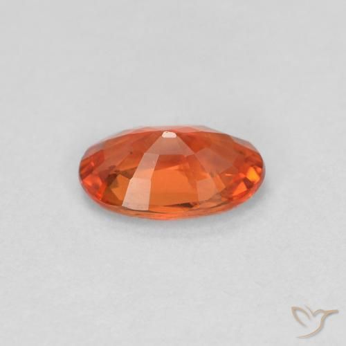 Zaffiro Arancione rossastra naturale da 0.46 ct, Ovale, VVS-VS