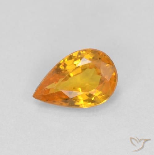0.48ct Naturale Arancio intenso-OroG Zaffiro, Forma a pera, VVS-VS