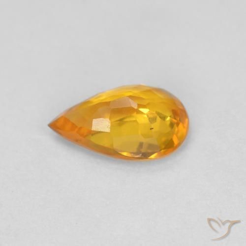 Zaffiro Arancio intenso-OroG naturale da 0.48 ct, Forma a pera, VVS-VS
