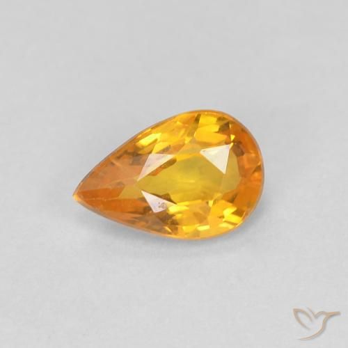 0.51ct Naturale Arancio-Oro Zaffiro, Forma a pera, VVS-VS