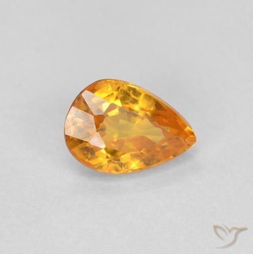 0.56ct Naturale Arancio intenso-OroG Zaffiro, Forma a pera, VVS-VS