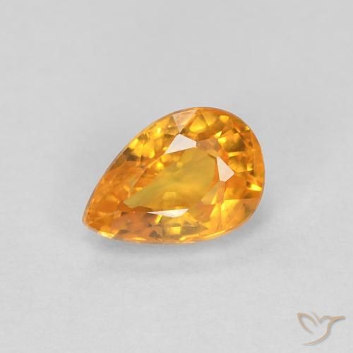 Zaffiro Arancio intenso-OroG naturale da 0.56 ct, Forma a pera, VVS-VS