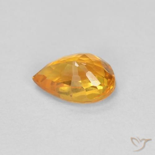 Zaffiro Arancio intenso-OroG naturale da 0.56 ct, Forma a pera, VVS-VS