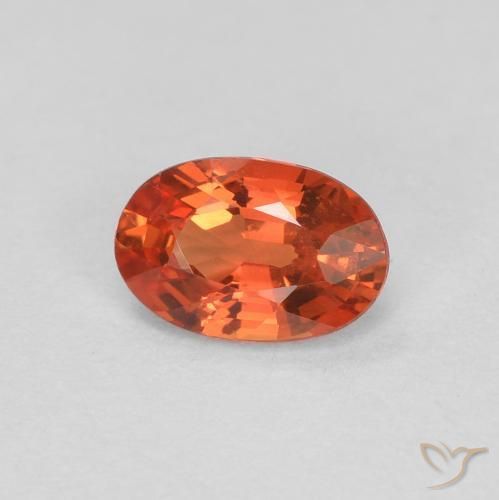 Zaffiro Arancione rossastra naturale da 0.55 ct, Ovale, VVS-VS