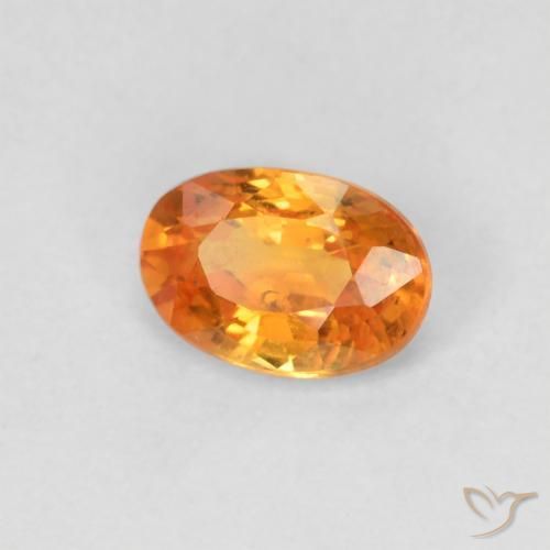 Zaffiro Arancione brillante naturale da 0.66 ct, Ovale, VVS-VS