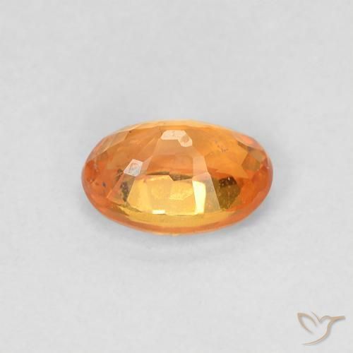 Zaffiro Arancione brillante naturale da 0.66 ct, Ovale, VVS-VS