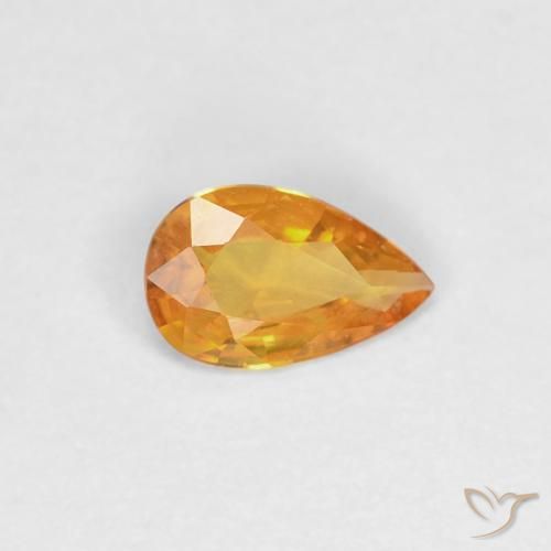 Zaffiro Arancio-Oro naturale da 0.27 ct, Forma a pera, VVS