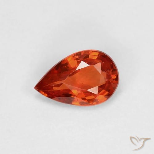 Zaffiro Arancione rossastra naturale da 0,47 ct, Forma a pera, VVS