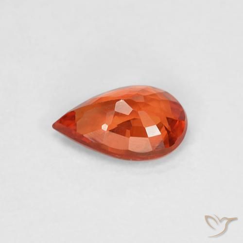 Zaffiro Arancione rossastra naturale da 0,47 ct, Forma a pera, VVS