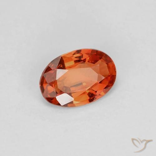 Zaffiro Arancione rossastra naturale da 0.39 ct, Ovale, VVS