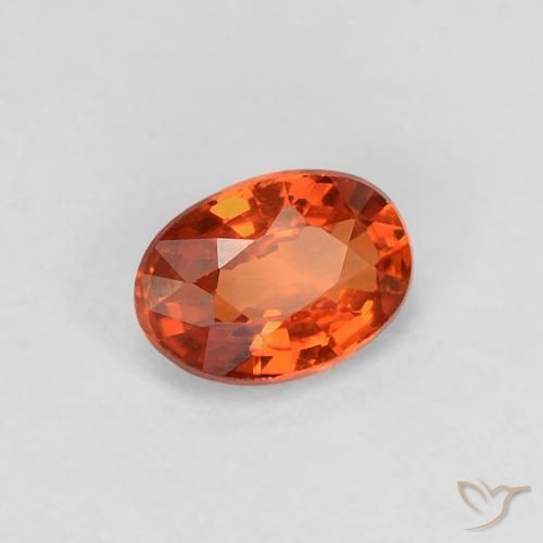 Zaffiro Arancione rossastra naturale da 0.60 ct, Ovale, VVS
