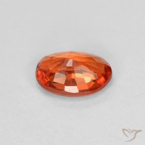 Zaffiro Arancione rossastra naturale da 0.60 ct, Ovale, VVS