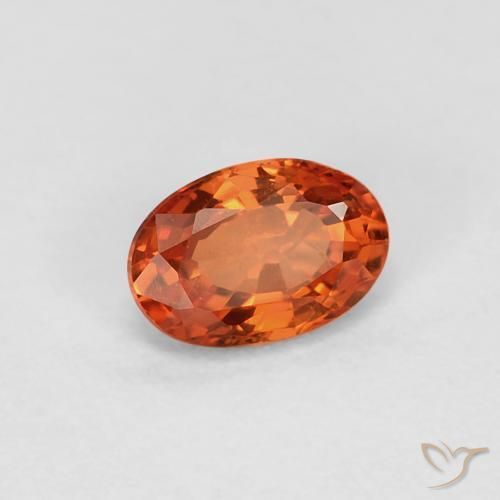 Zaffiro Arancione rossastra naturale da 0.60 ct, Ovale, VVS