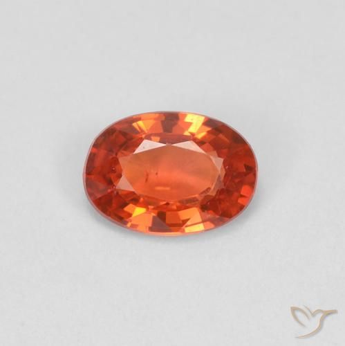 Zaffiro Arancione rossastra naturale da 0.47 ct, Ovale, VS