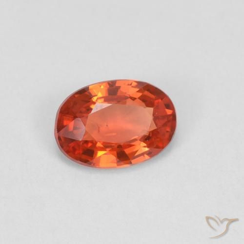 Zaffiro Arancione rossastra naturale da 0.47 ct, Ovale, VS