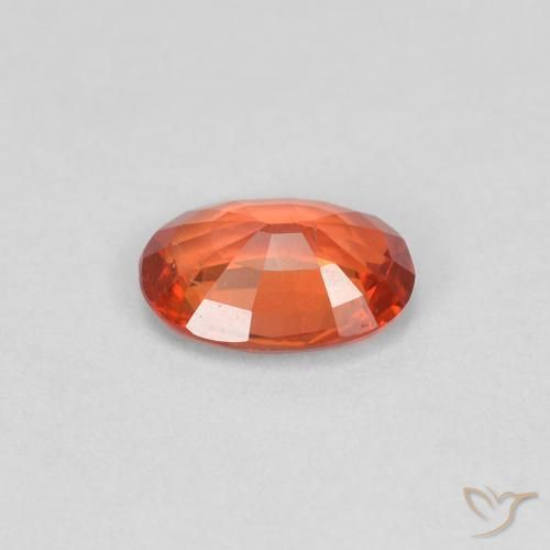 Zaffiro Arancione rossastra naturale da 0.47 ct, Ovale, VS