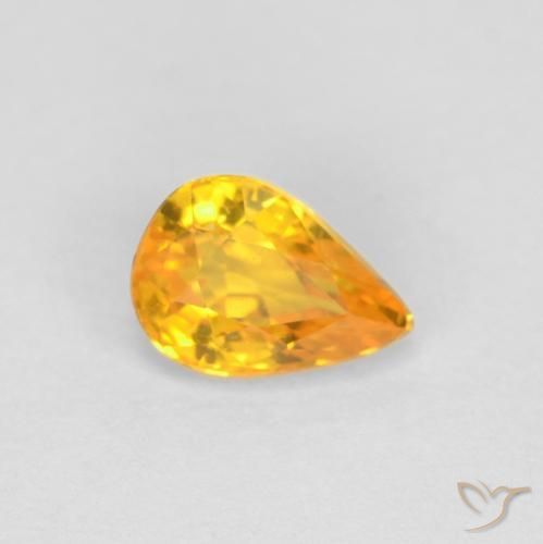 0.59ct Naturale Arancio Medio Zaffiro, Forma a pera, VVS-VS