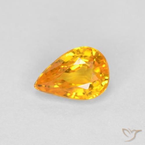 Zaffiro Arancio Medio naturale da 0.59 ct, Forma a pera, VVS-VS