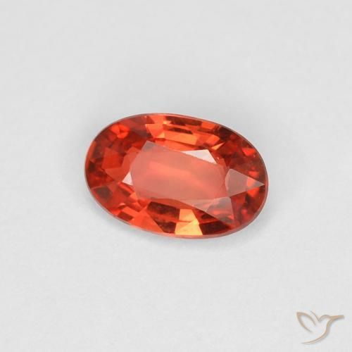Zaffiro Arancione rossastra naturale da 0.43 ct, Ovale, VVS