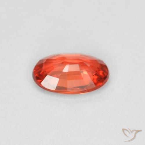 Zaffiro Arancione rossastra naturale da 0.43 ct, Ovale, VVS