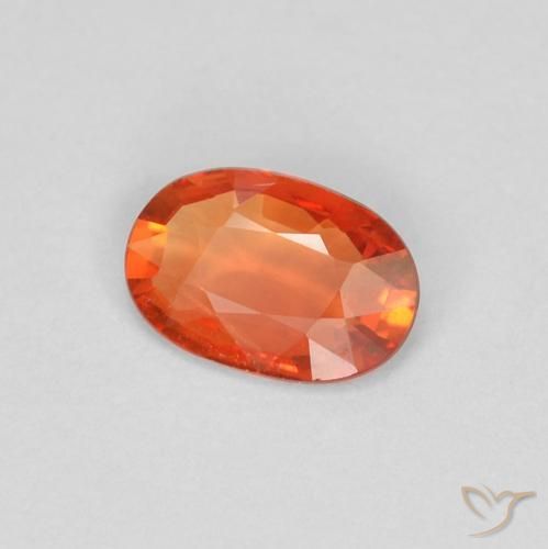 Zaffiro Arancione rossastra naturale da 0.39 ct, Ovale, VVS