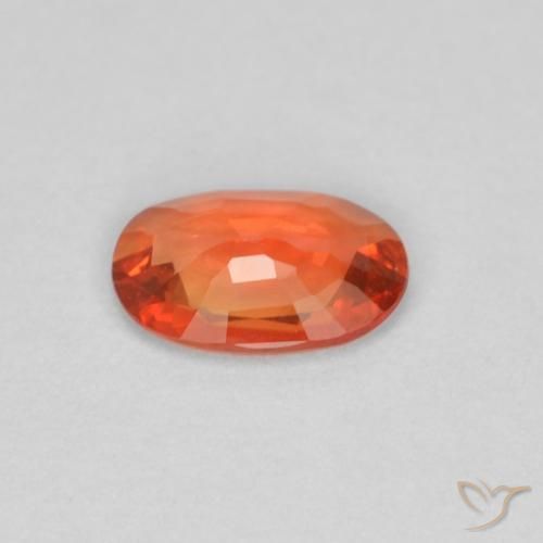 Zaffiro Arancione rossastra naturale da 0.39 ct, Ovale, VVS