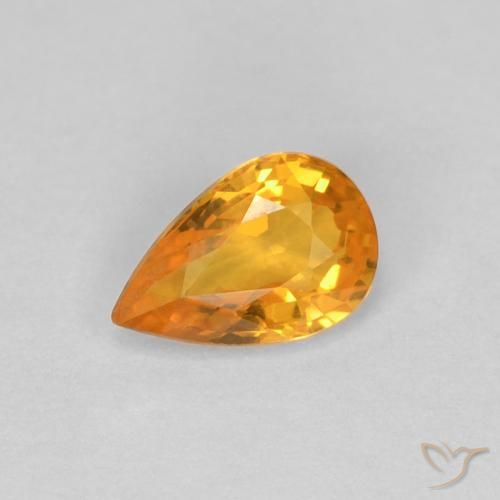 0.54ct Naturale Arancio Medio Zaffiro, Forma a pera, VVS