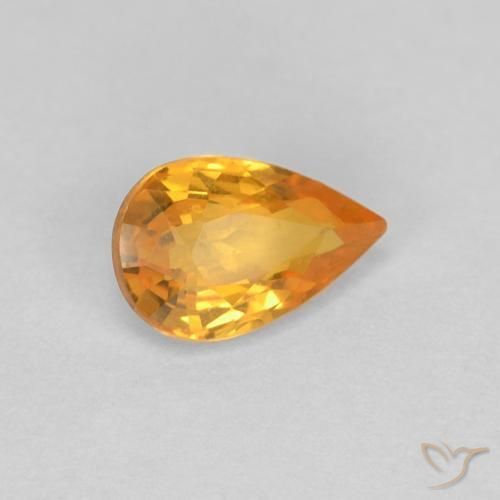 Zaffiro Arancio Medio naturale da 0.54 ct, Forma a pera, VVS
