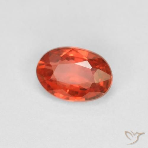 Zaffiro Arancione rossastra naturale da 0.58 ct, Ovale, VVS-VS