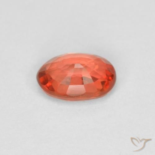 Zaffiro Arancione rossastra naturale da 0.58 ct, Ovale, VVS-VS