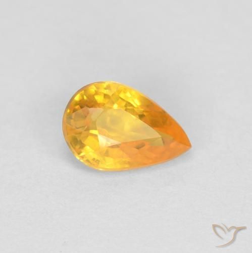 0.48ct Naturale Arancio Medio Zaffiro, Forma a pera, VVS-VS