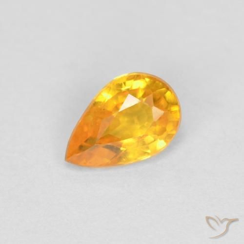 Zaffiro Arancio Medio naturale da 0.48 ct, Forma a pera, VVS-VS