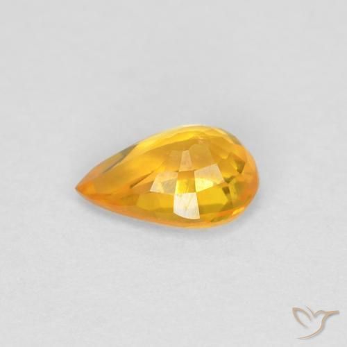 Zaffiro Arancio Medio naturale da 0.48 ct, Forma a pera, VVS-VS