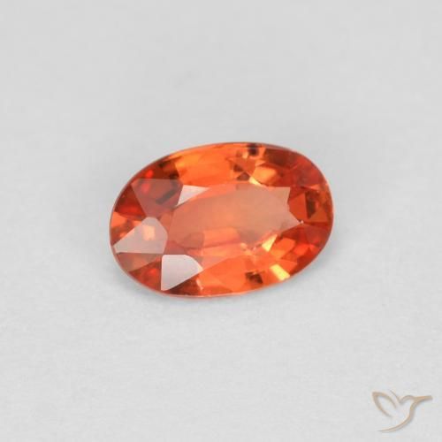 Zaffiro Arancione rossastra naturale da 0.44 ct, Ovale, VVS