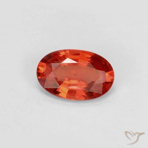 Zaffiro Arancione rossastra naturale da 0.48 ct, Ovale, VS