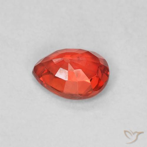 Zaffiro Rosso medio naturale da 0.42 ct, Forma a pera, VVS-VS