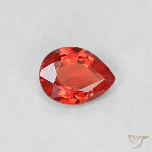 Zaffiro Rosso intenso naturale da 0.36 ct, Forma a pera, VVS-VS