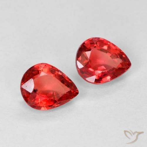 Gemme di Zaffiro Rosso medio naturale da 0.95 ct, Forma a pera, VVS-VS