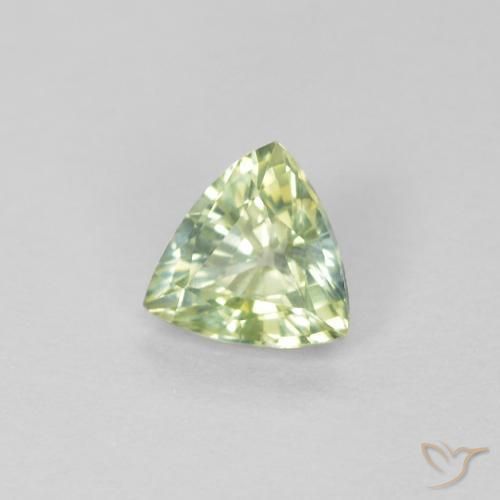 Zaffiro Verde giallastro naturale da 0.45 ct, Taglio trillion, VVS